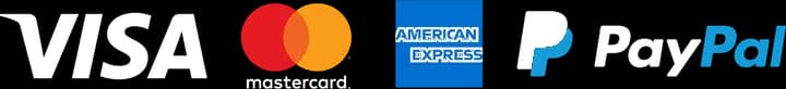 Visa, Mastercard, American Express and PayPal